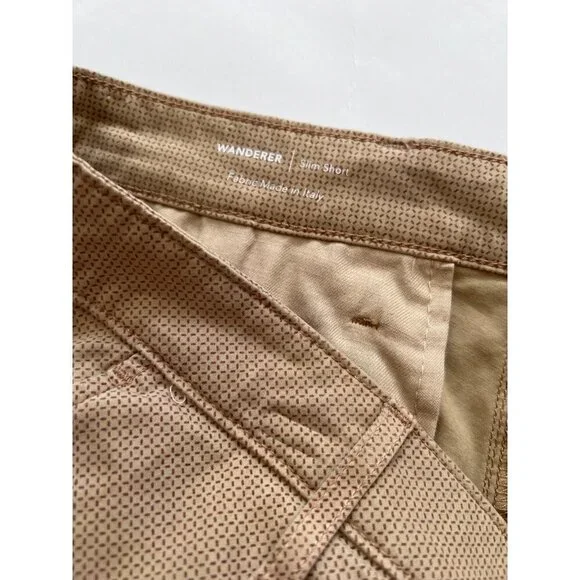Adriano Goldschmied Shorts The Wanderer Slim Short Zip Fly Tan Print Men Sz 35R - Picture 4 of 4